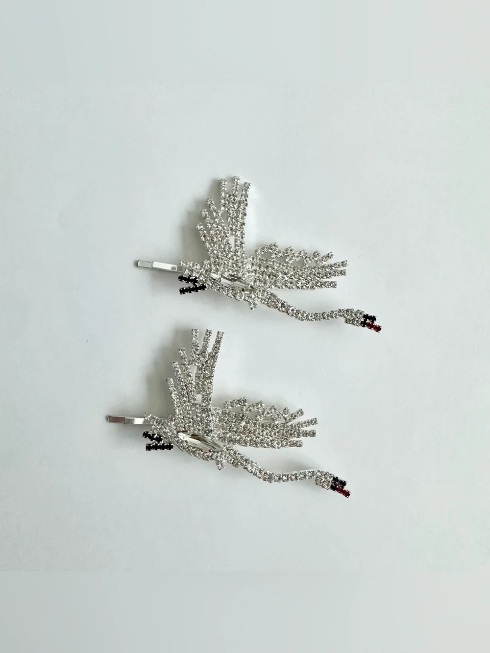 ART SCHOOL London Crystal Crane Hairpins Set Rhinestone Bird Bobby Pins NWT